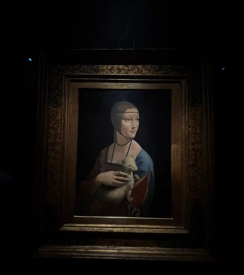 La Dame à l'Hermine au Musée Czartoryski de Cracovie. Idéal le mardi pour vous aider à visiter cracovie gratuitement.
